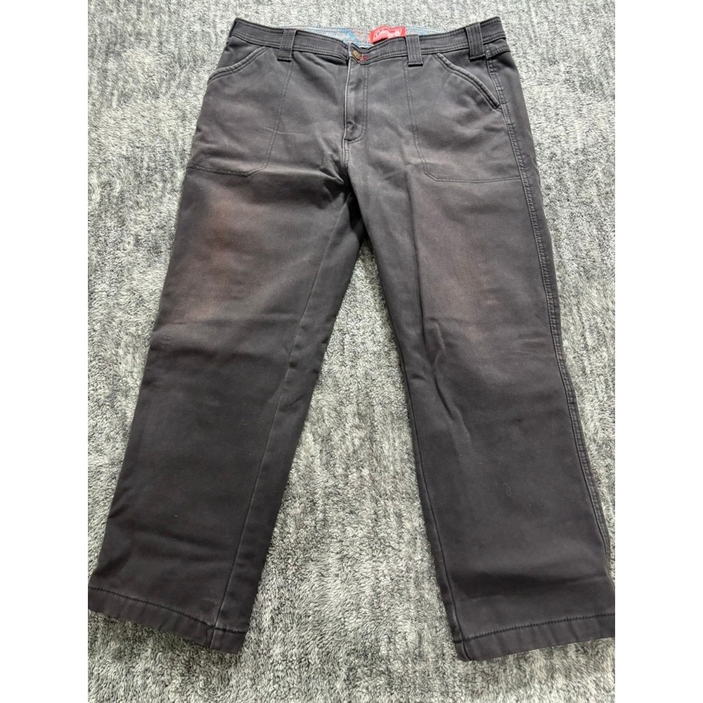 Coleman Flannel Lined Work Pants Mens 38x30‎ Gray Outdoor Utility Hiking